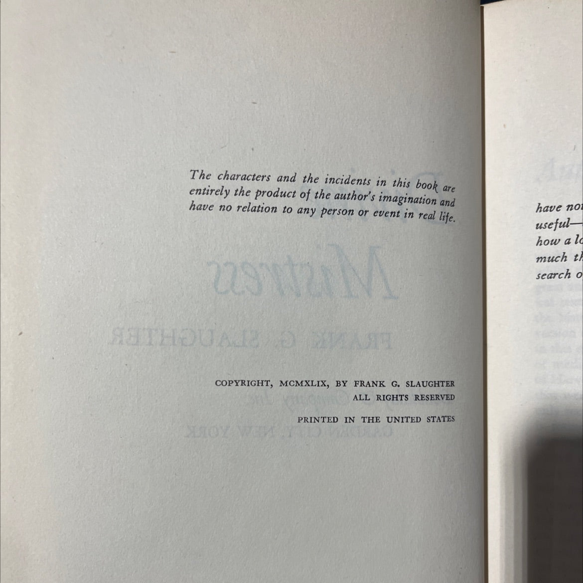 divine mistress book, by frank g. slaughter, 1949 Hardcover image 3