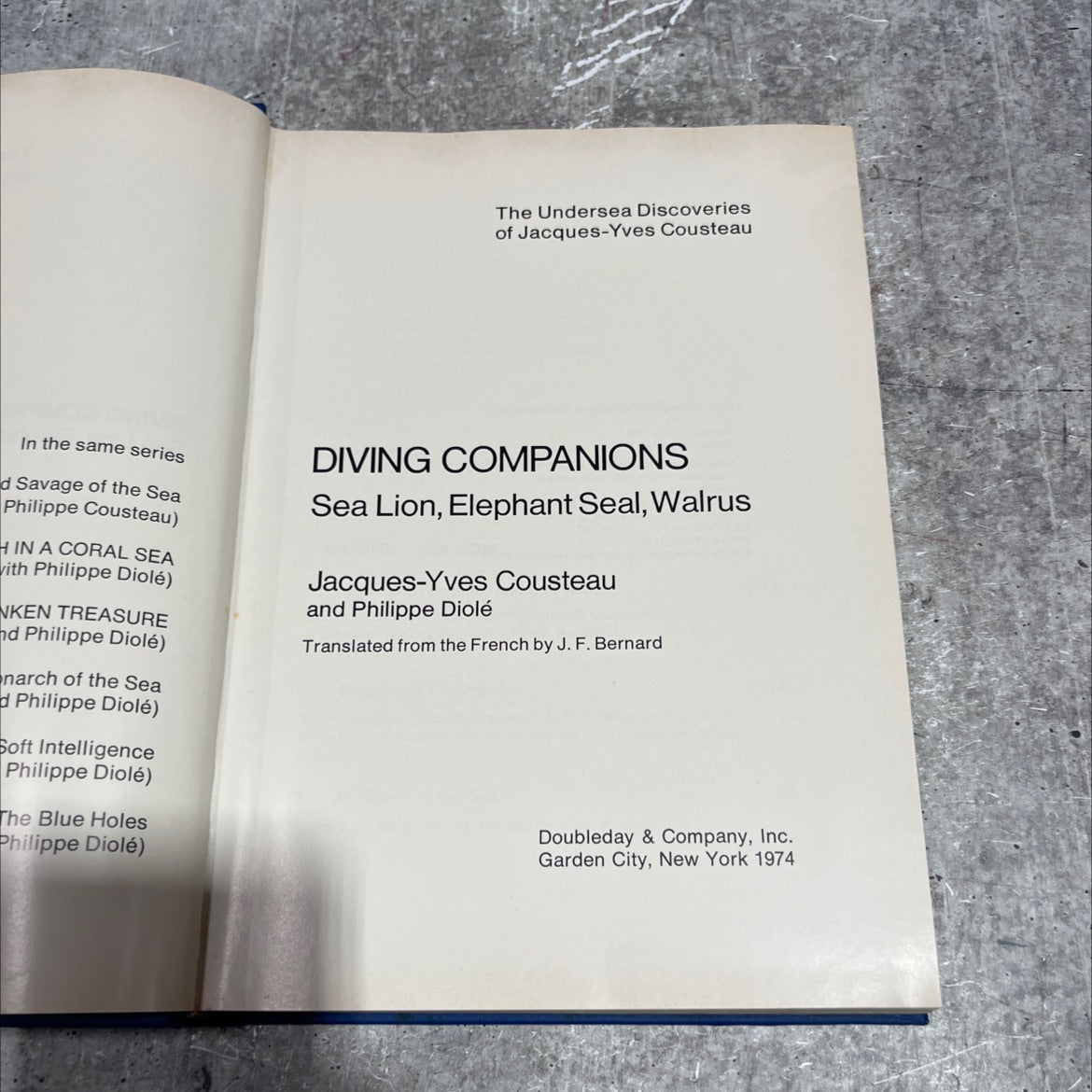 diving companions book, by jacques-yves cousteau, philippe diolé, 1974 Hardcover image 2