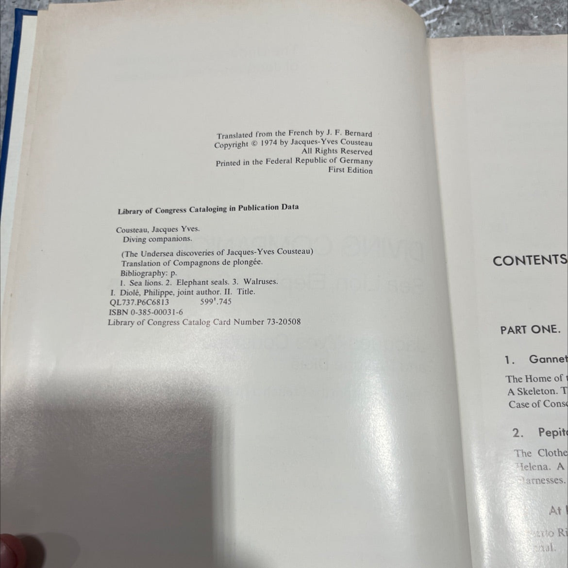 diving companions book, by jacques-yves cousteau, philippe diolé, 1974 Hardcover image 3