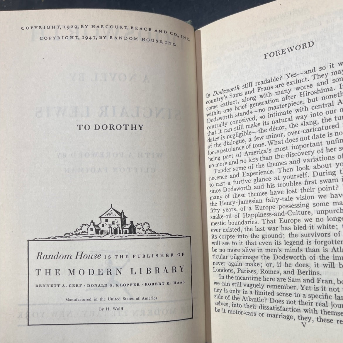 dodsworth book, by sinclair lewis, 1947 Hardcover image 3