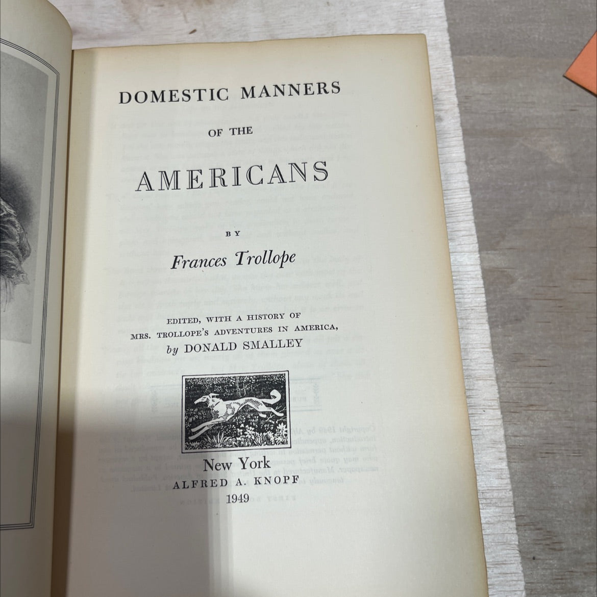 domestic manners of the americans book, by frances trollope, 1949 Hardcover image 2
