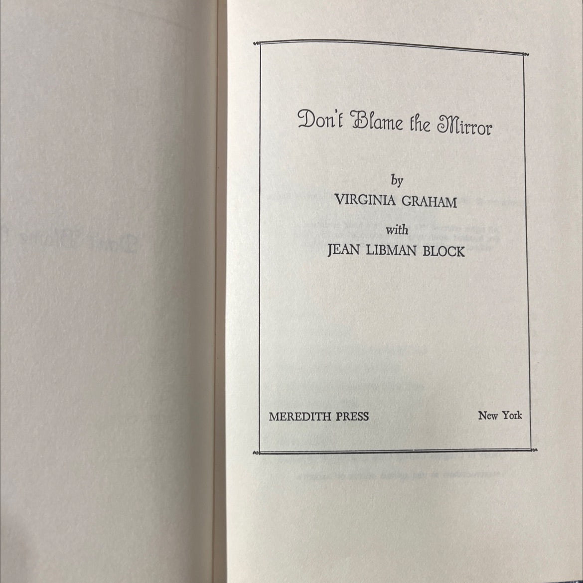 don't blame the mirror book, by virginia graham with jean libman block, 1967 Hardcover image 2