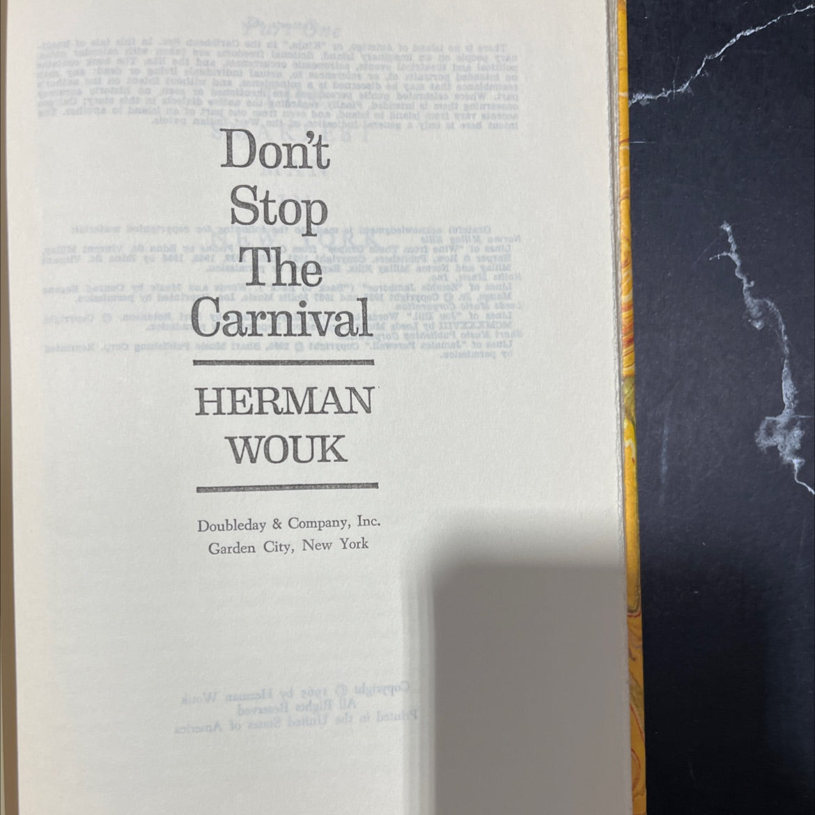 don't stop the carnival book, by herman wouk, 1965 Hardcover image 2