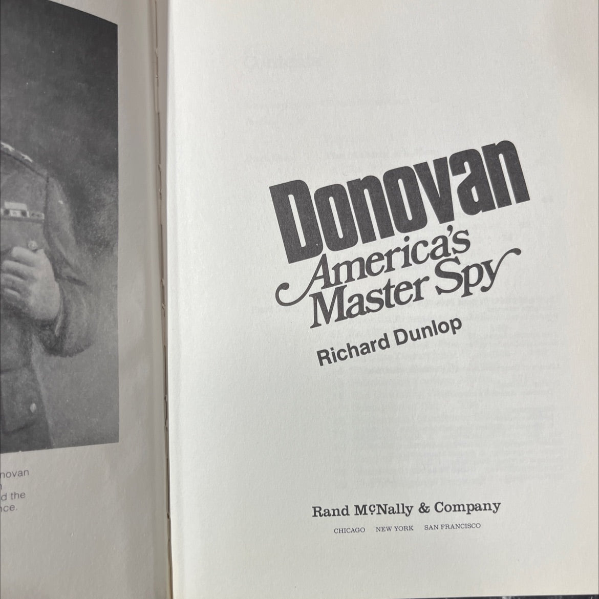 donovan, america's master spy book, by richard dunlop, 1982 Hardcover image 2
