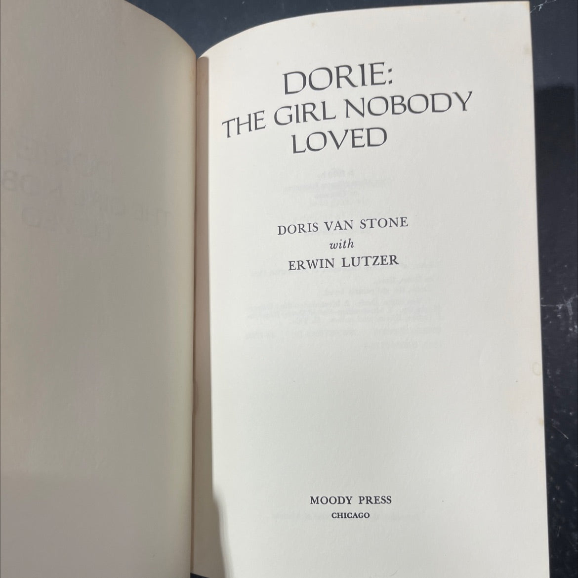 dorie: the girl nobody loved book, by doris van stone with erwin lutzer, 1979 Hardcover image 2