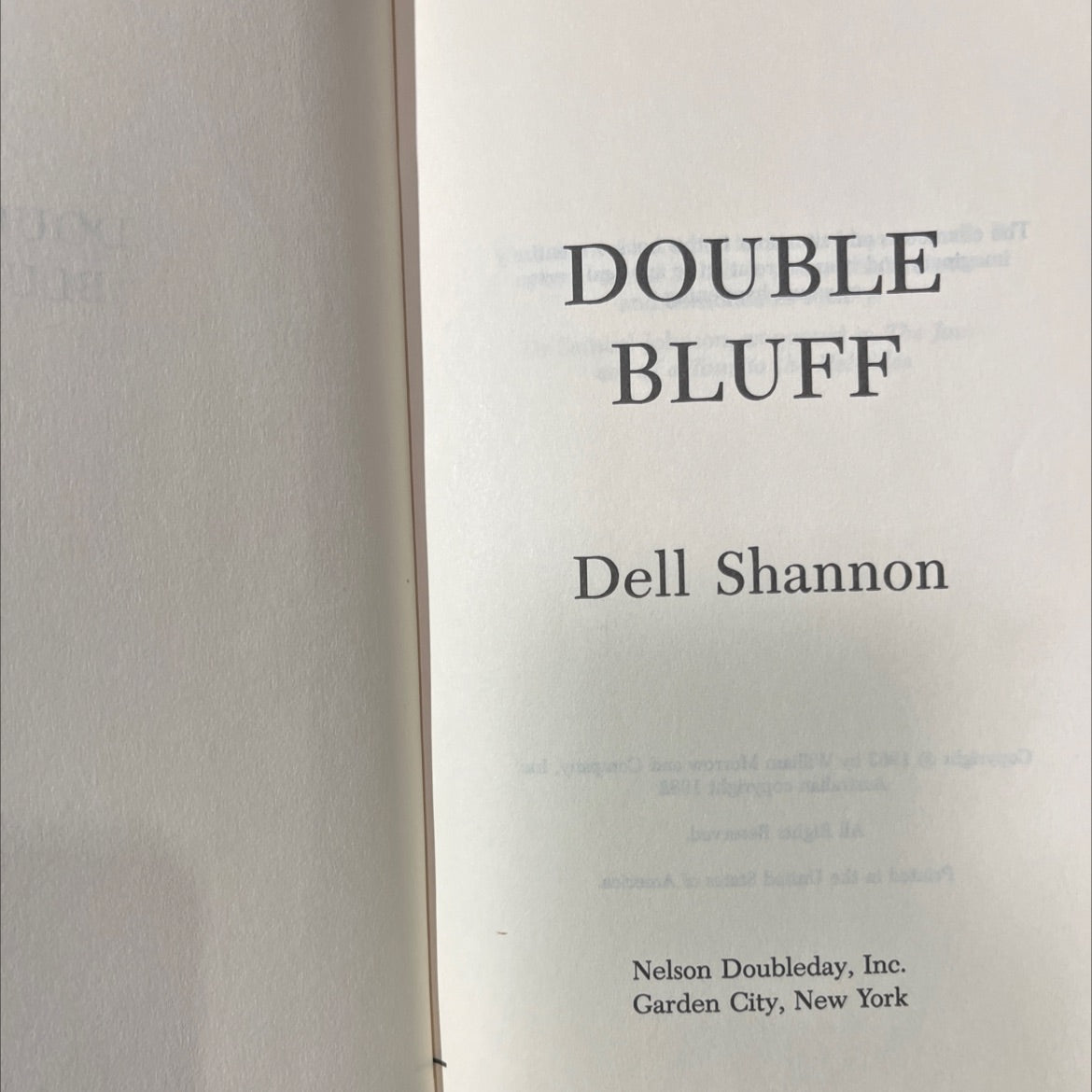 double bluff book, by dell shannon, 1963 Hardcover image 2