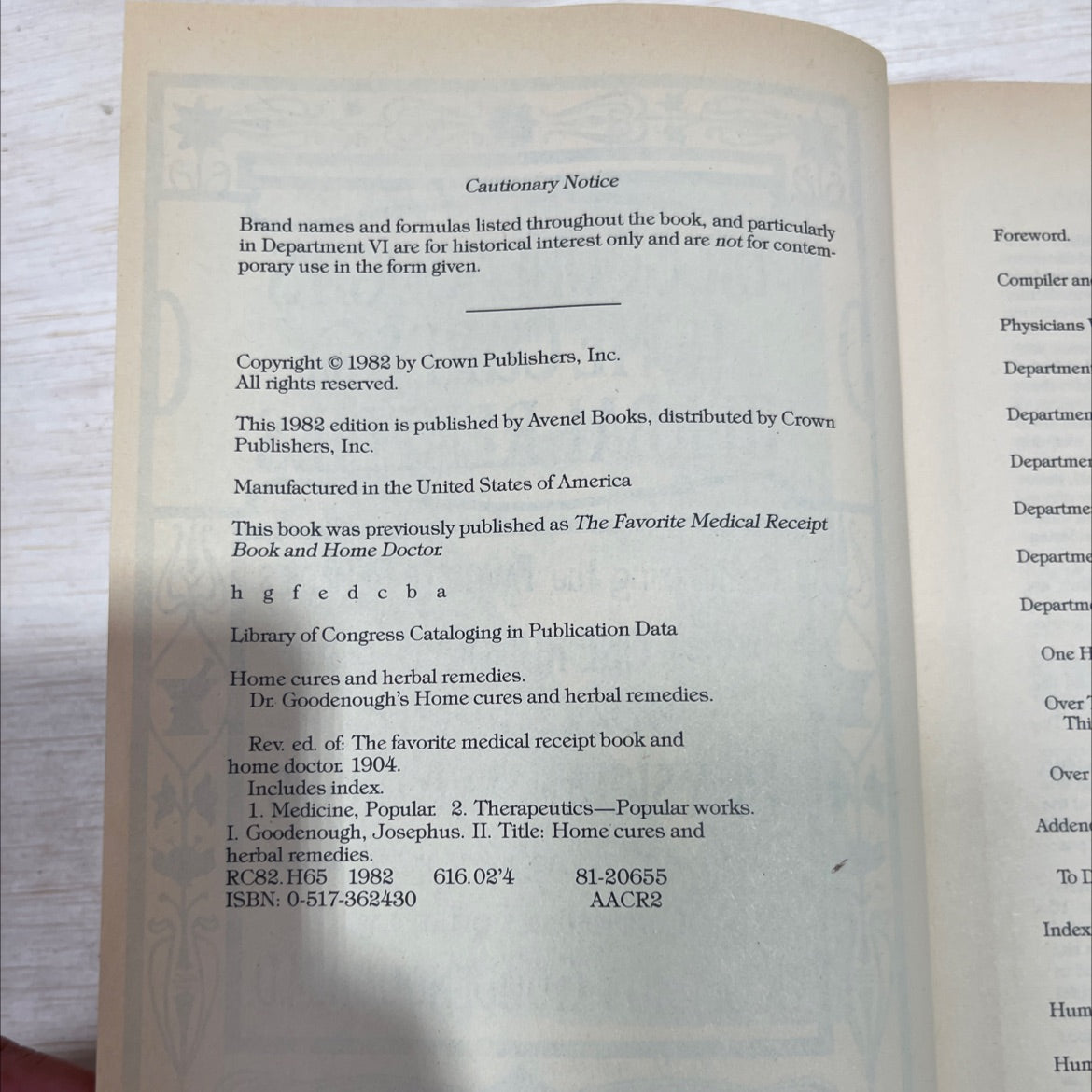 dr. goodenough's home cures & herbal remedies book, by josephus goodenough, 1982 Hardcover image 3