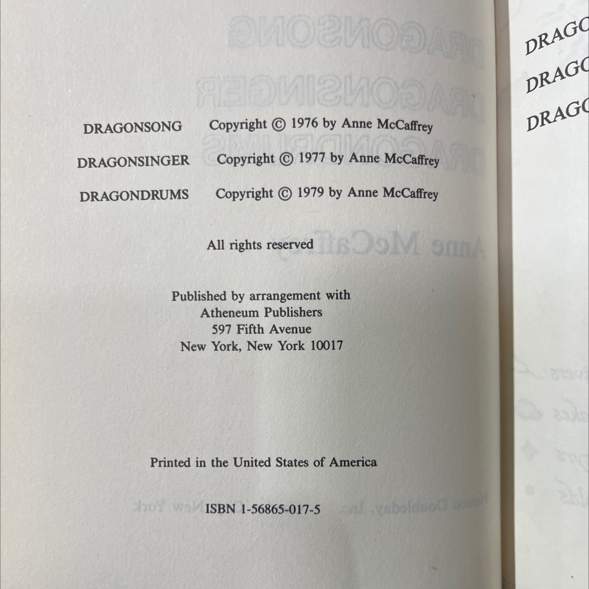 dragon song book, by Anne McCaffrey, 1979 Hardcover image 3