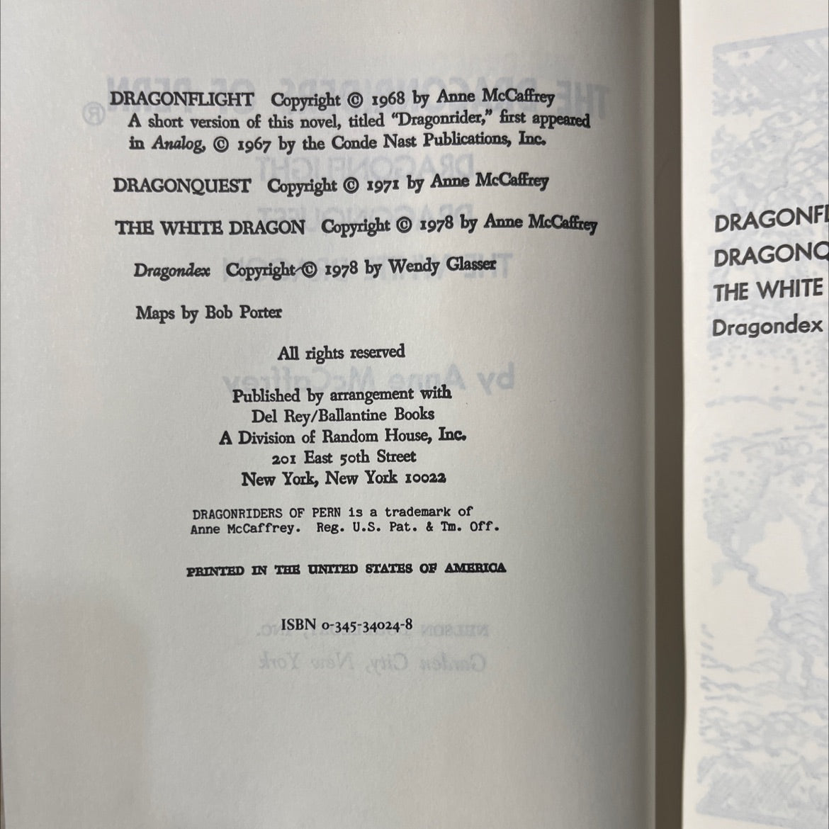 dragonriders of pern book, by Anne McCaffrey, 1978 Hardcover image 3