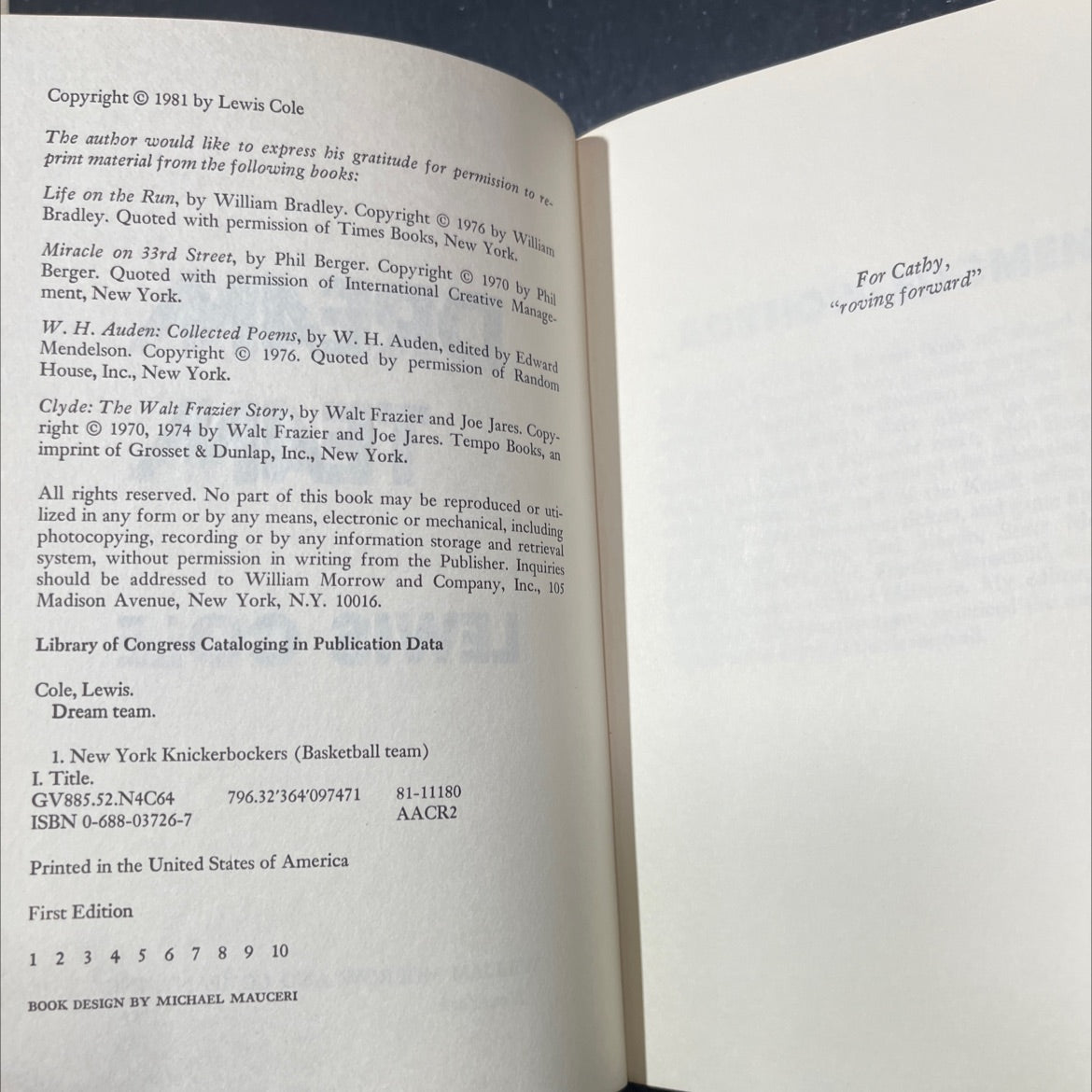 dream team book, by lewis cole, 1981 Hardcover image 3