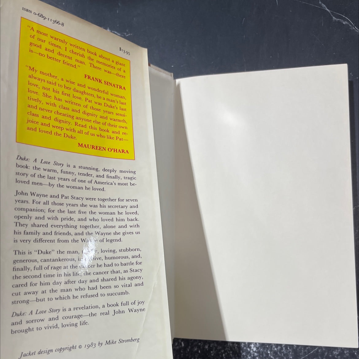 duke: a love story an intimate memoir of john wayne's last years book, by Pat Stacy, 1983 Hardcover image 4