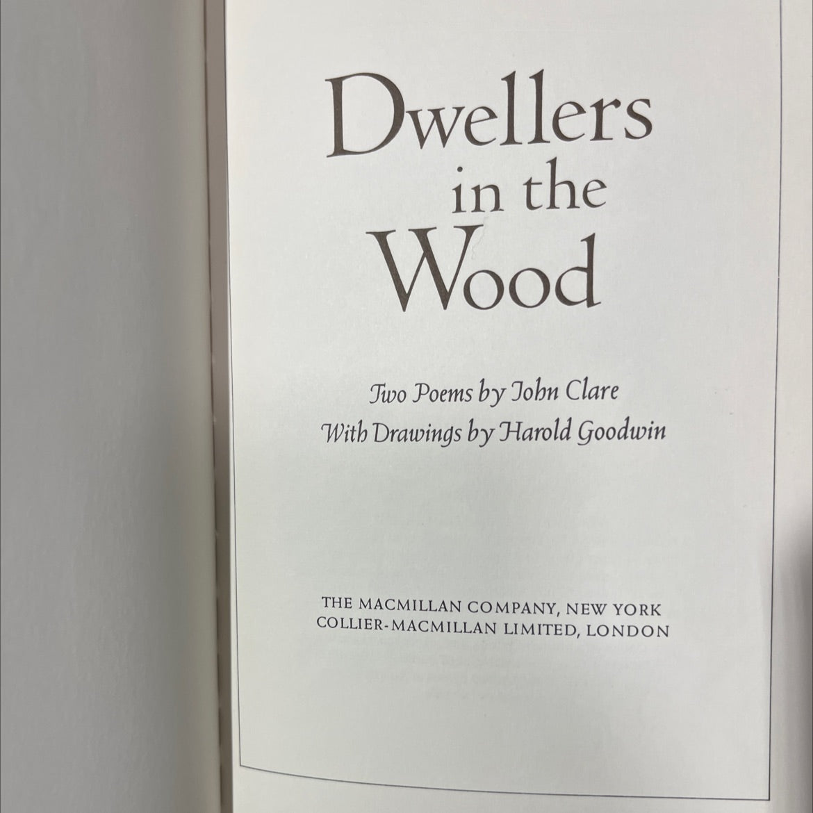 dwellers in the wood two poems book, by john clare, 1967 Hardcover image 2