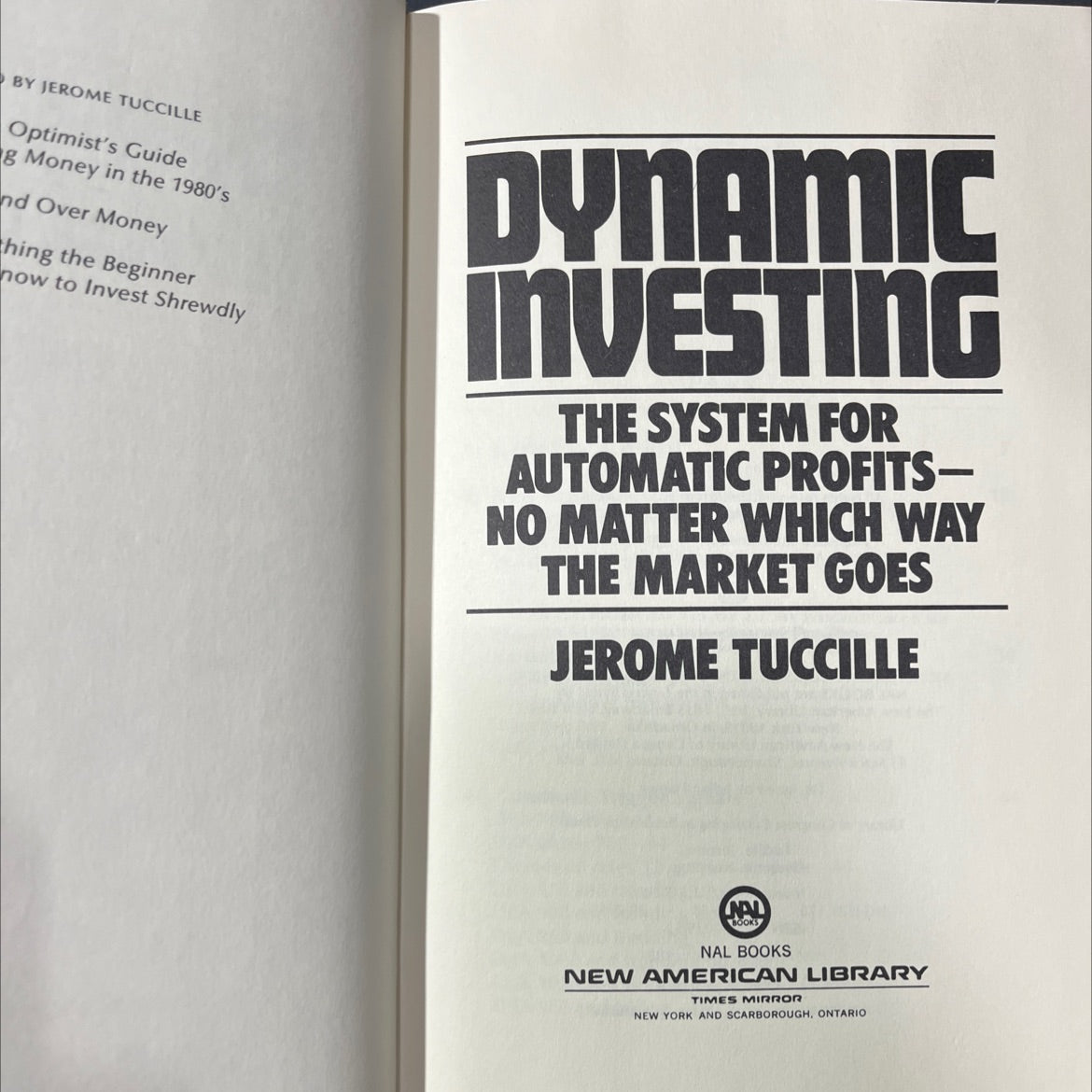 dynamic investing book, by jerome tuccille, 1981 Hardcover image 2