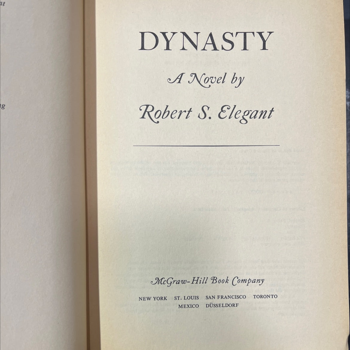 dynasty book, by Robert S. Elegant, 1977 Hardcover image 2