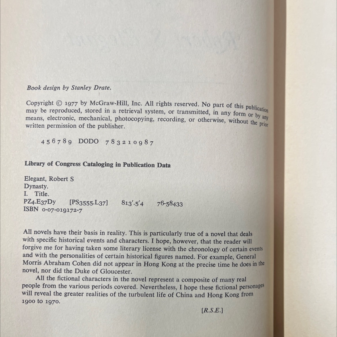 dynasty book, by Robert S. Elegant, 1977 Hardcover image 3