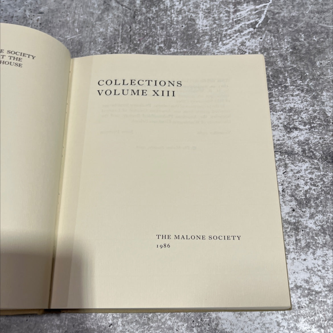 e society t the house collections volume xiii the malone society book, by w. r. streitberger, 1986 Hardcover image 2