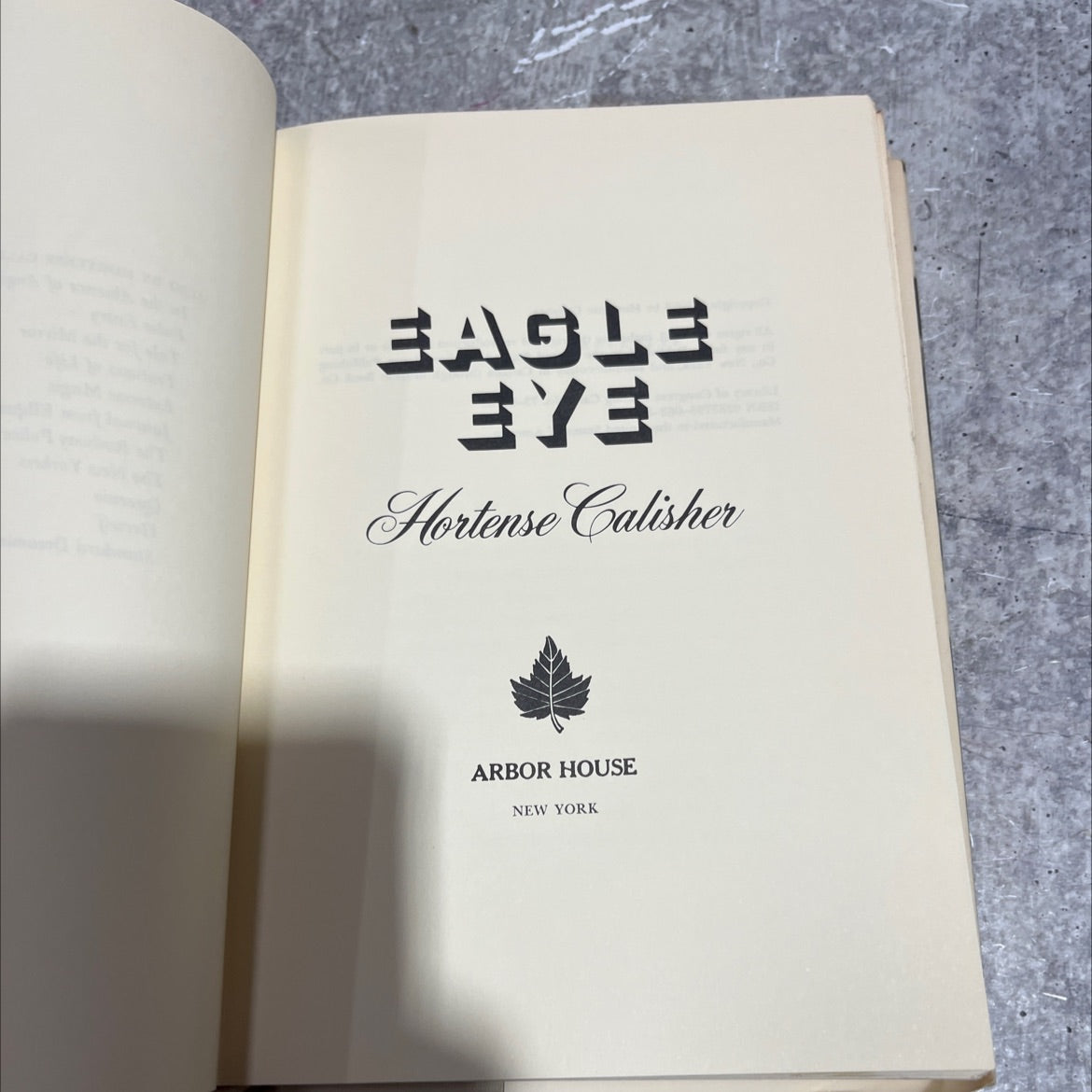 eagle eve book, by Hortense Calisher, 1973 Hardcover image 2