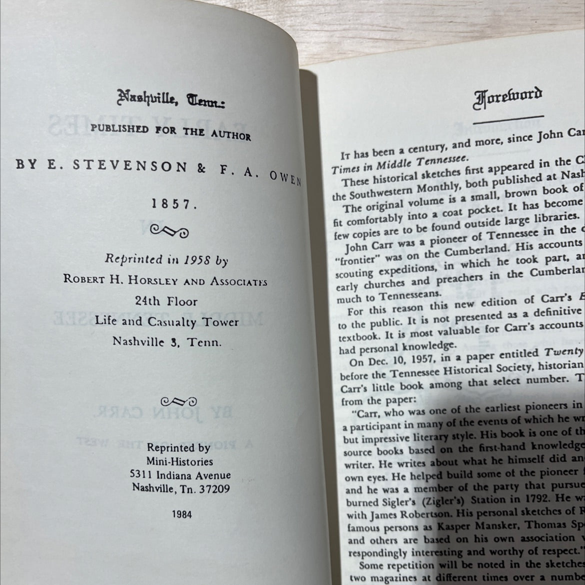 early times in middle tennessee book, by john carr, 1958 Paperback, Vintage image 3