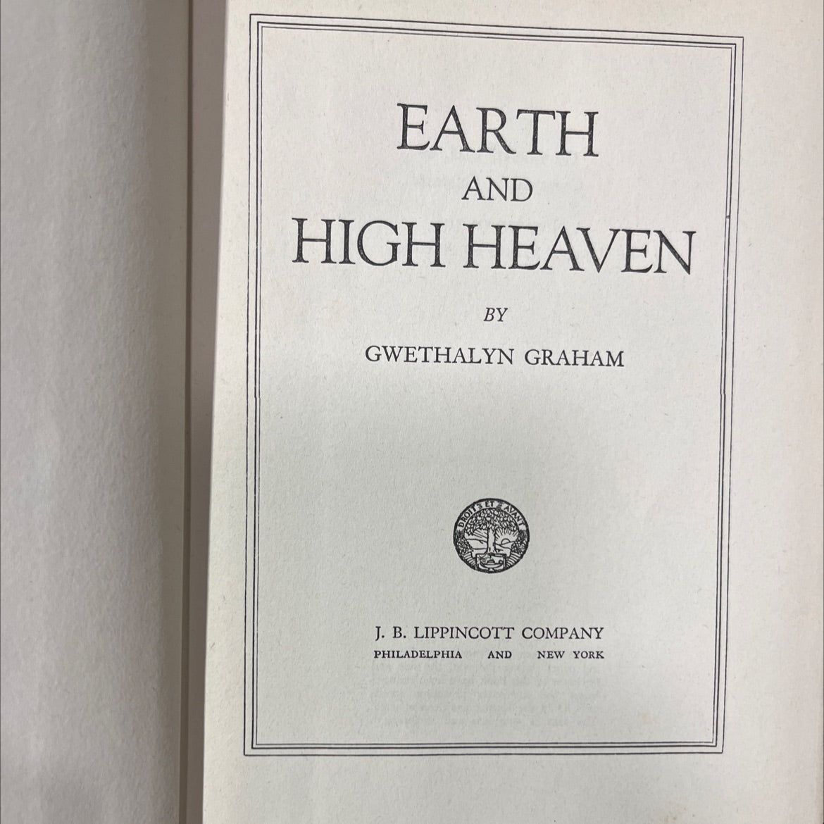 earth and high heaven book, by gwethalyn graham, 1944 Hardcover image 2