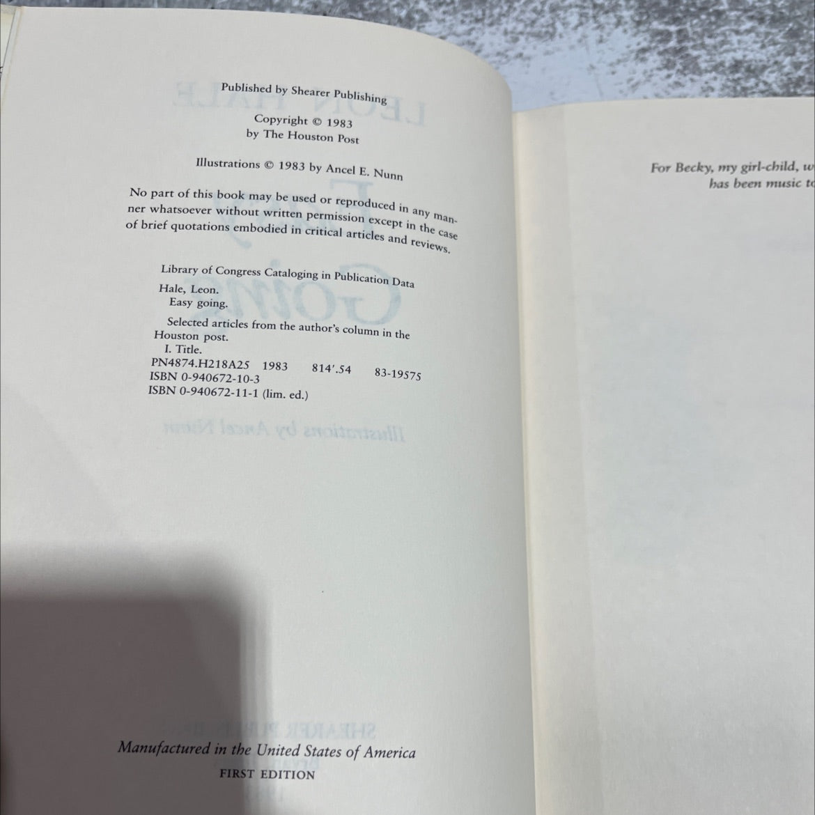 easy going book, by leon hale, 1983 Hardcover image 3