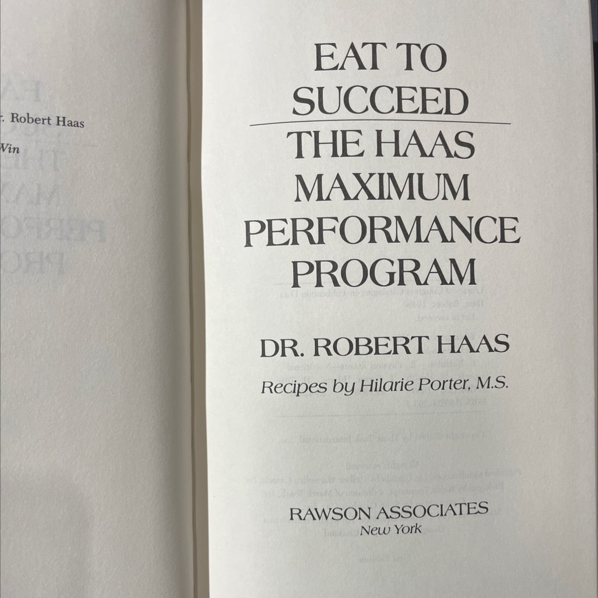 eat to succeed book, by robert haas, 1986 Hardcover image 2