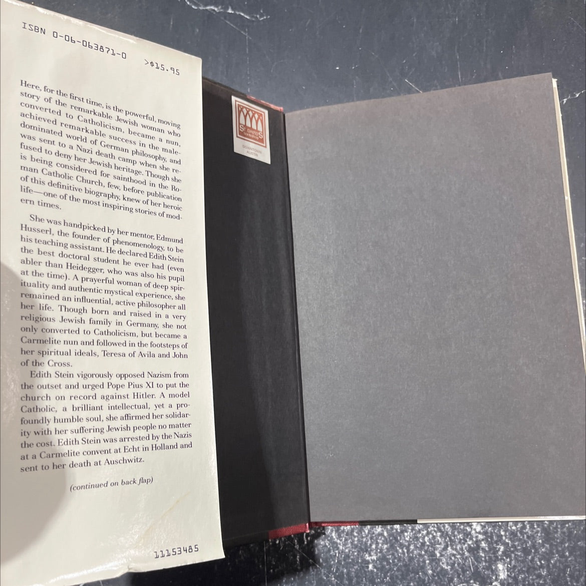 edith stein: a biography book, by waltraud herbstrith, 1985 Hardcover image 4