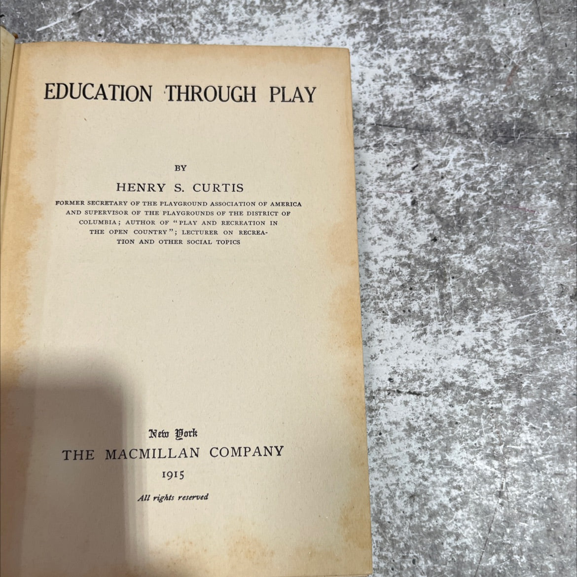education through play book, by henry s. curtis, 1915 Hardcover image 2