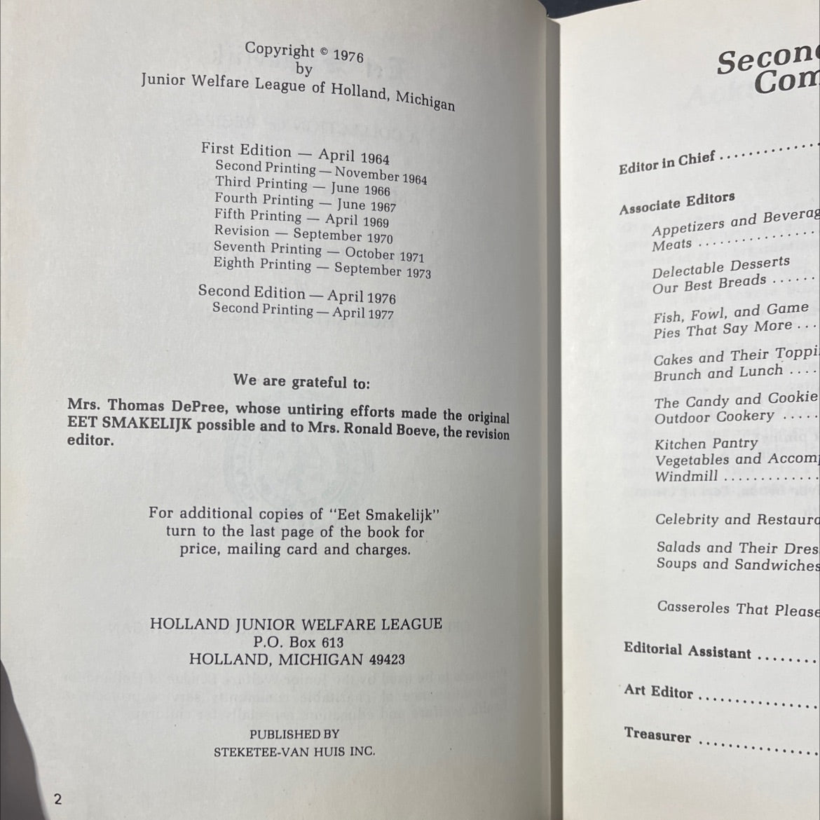 eet smakelijk a collection of recipes book, by members and friends of junior welfare league of holland, michigan, 1976 image 3