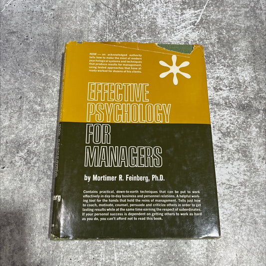 effective psychology for managers book, by mortimer r. feinberg, ph.d., 1965 Hardcover image 1