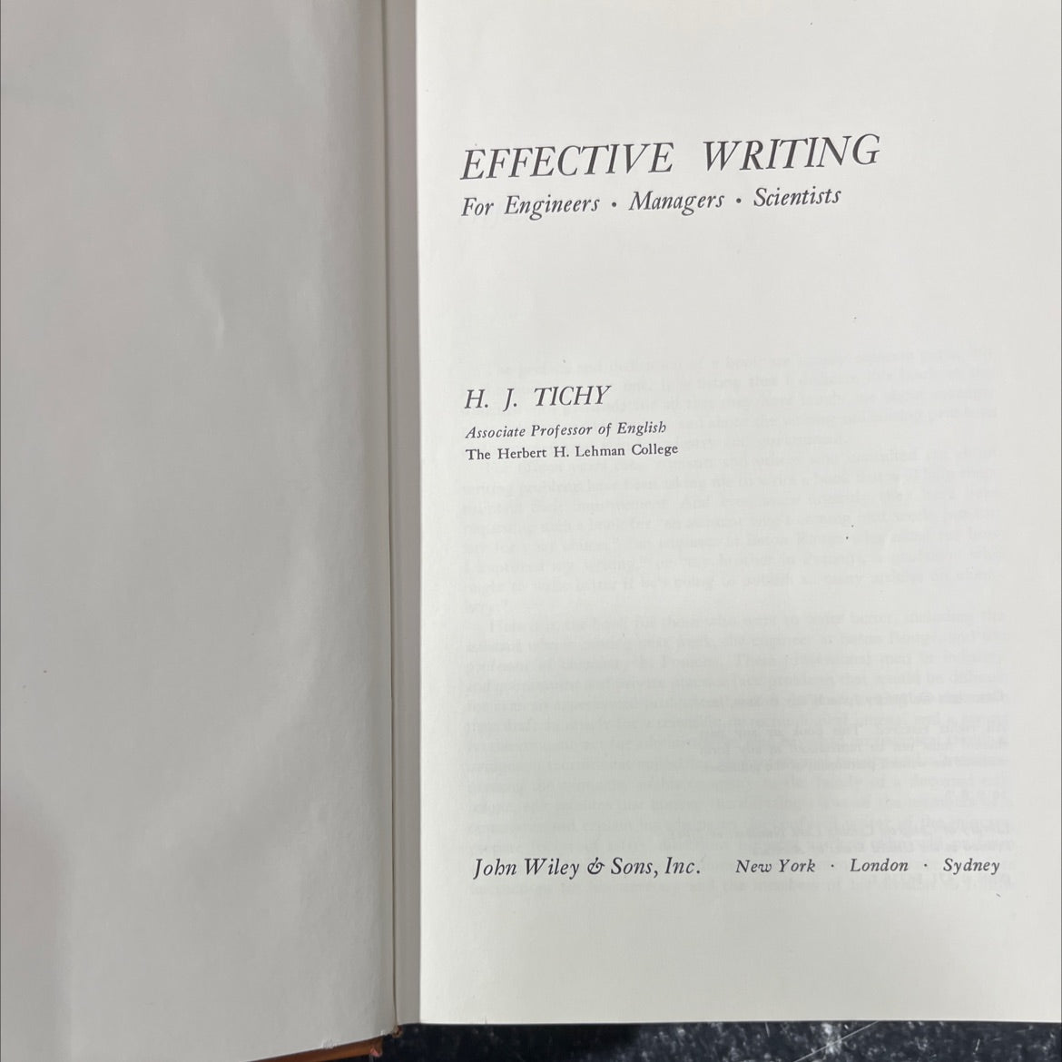 effective writing for engineers managers scientists book, by H. J. Tichy, 1966 Hardcover image 2