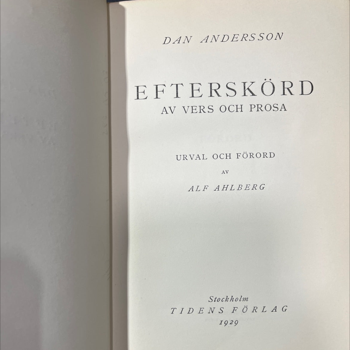 efteriskörd av vers och prosa book, by dan andersson, 1929 Leather image 2