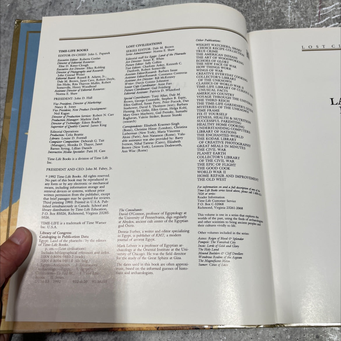 egypt: land of the pharaohs book, by editors of time-life books, 1992 Hardcover image 3