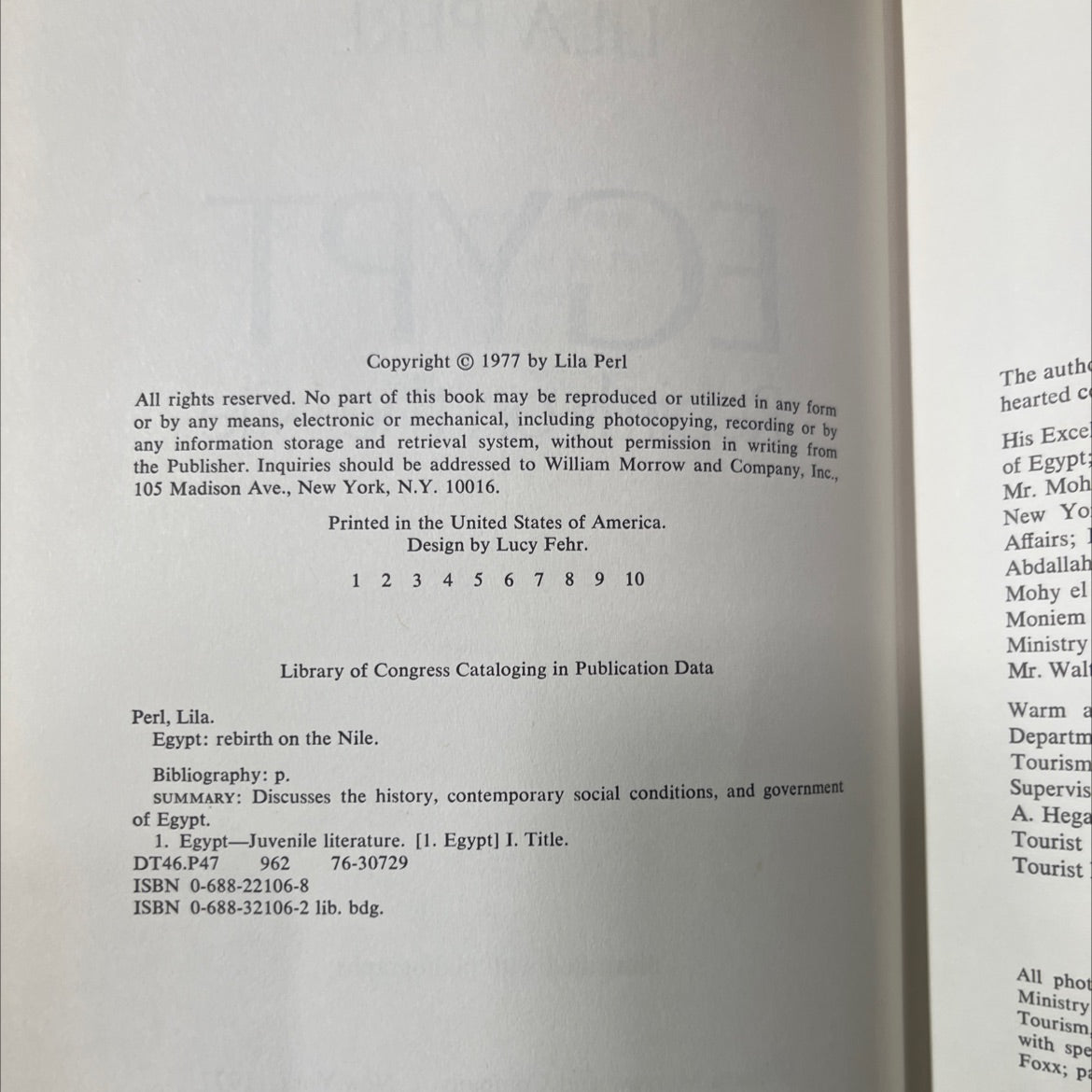 egypt: rebirth on the nile book, by Lila Perl, 1977 Hardcover image 3