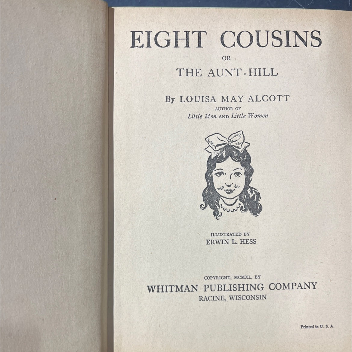 eight cousins or the aunt-hill book, by louisa may alcott, 1940 Hardcover image 2