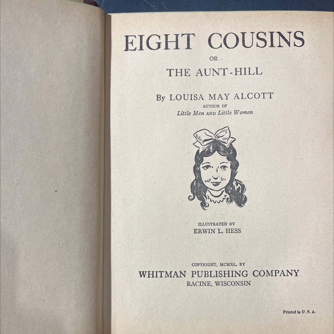 eight cousins or the aunt-hill book, by louisa may alcott, 1940 Hardcover image 3