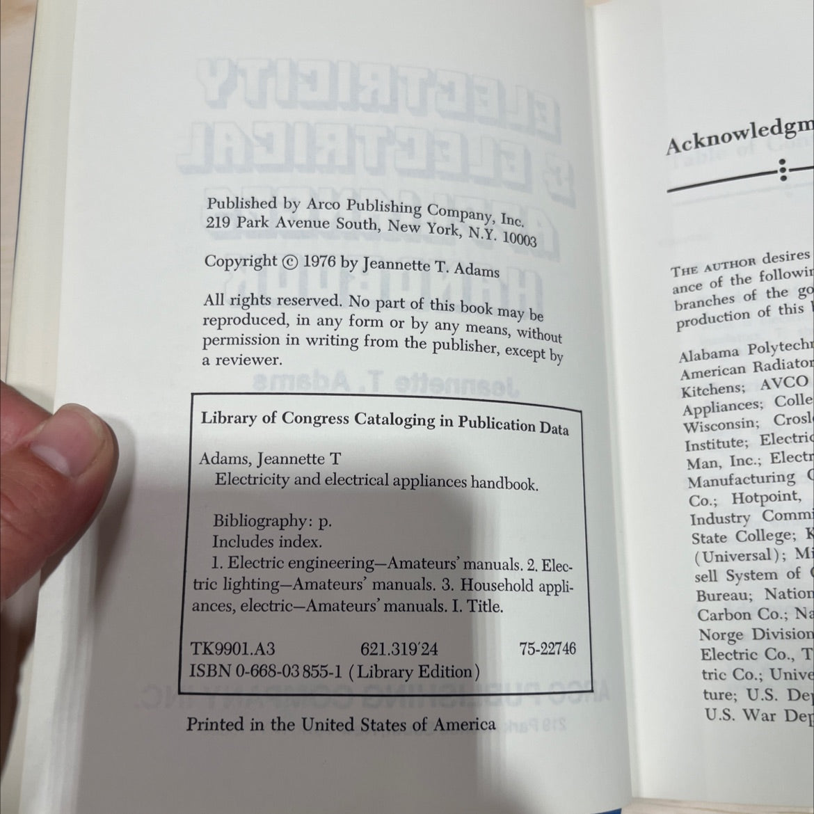 electricity and electrical appliances handbook book, by Jeannette T. Adams, 1976 Hardcover image 3