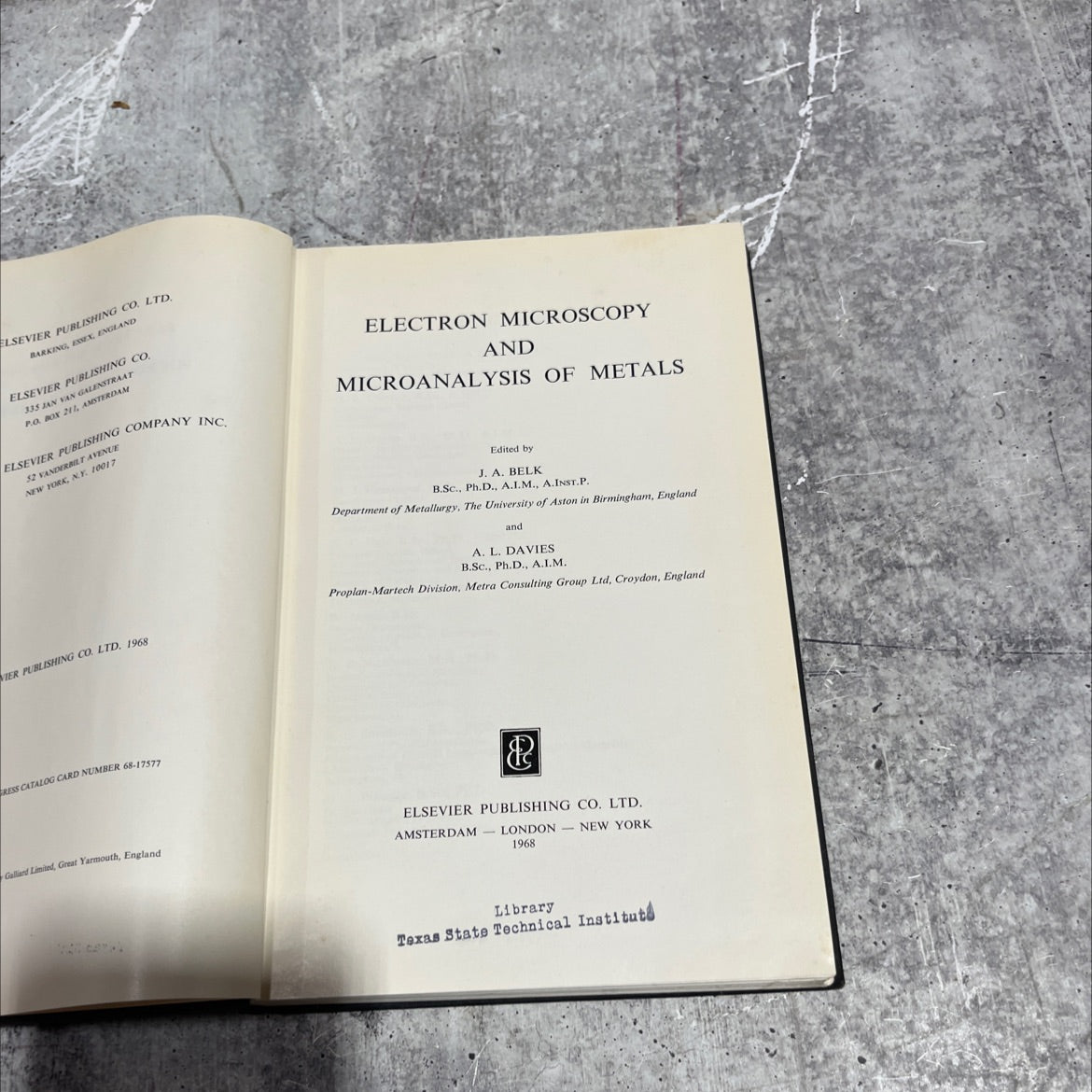 electron microscopy and microanalysis of metals book, by J. A. Belk, A. L. Davies, 1968 Hardcover image 2