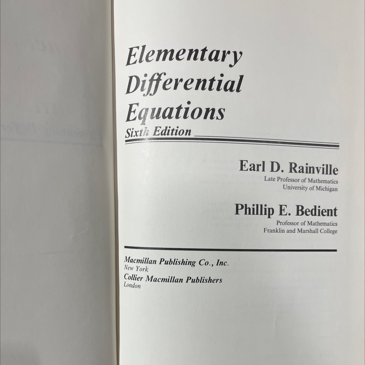 elementary differential equations book, by Earl D. Rainville, Phillip E. Bedient, 1981 Hardcover image 2