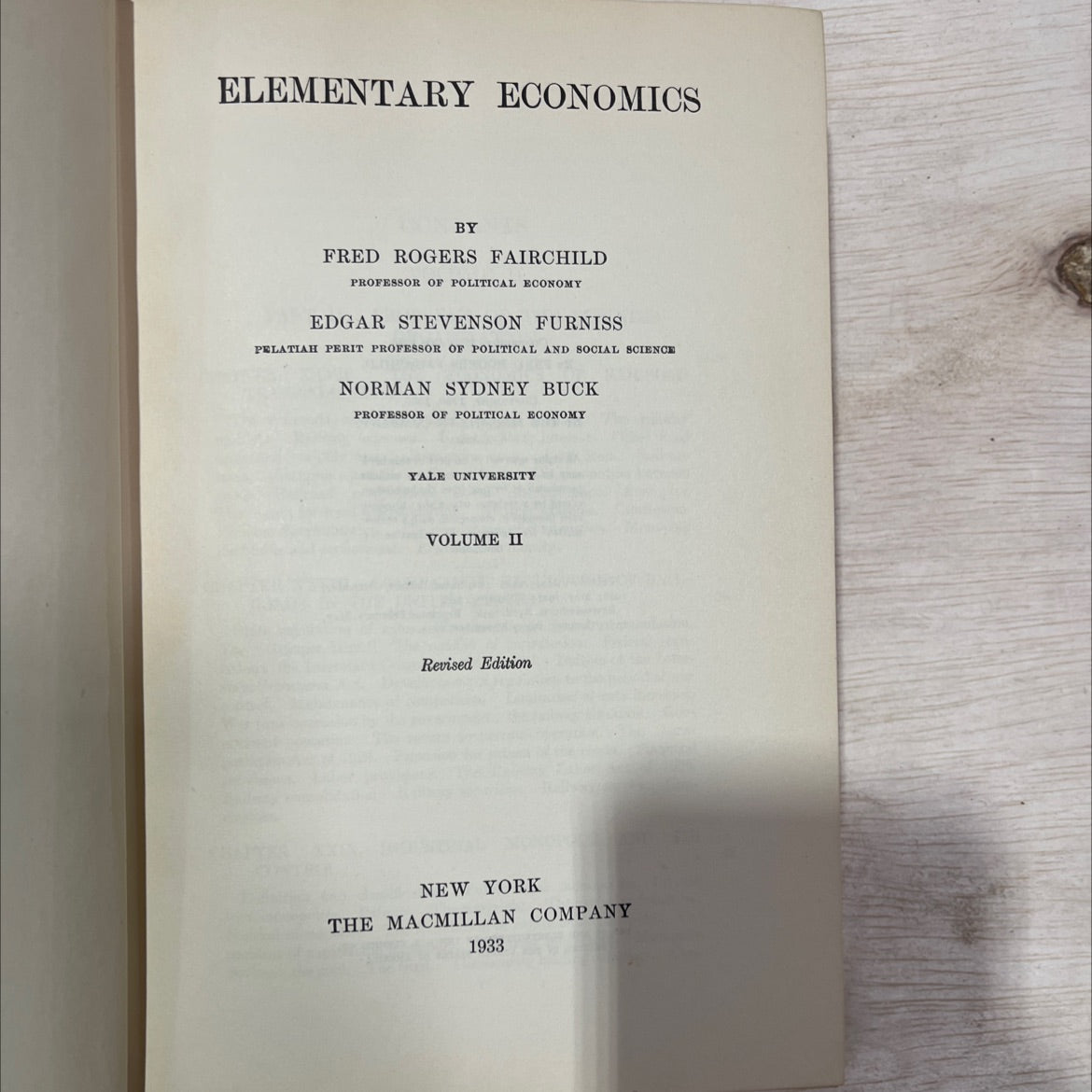 elementary economics book, by fred rogers fairchild, edgar stevenson furniss, norman sydney buck, 1933 Hardcover, image 2
