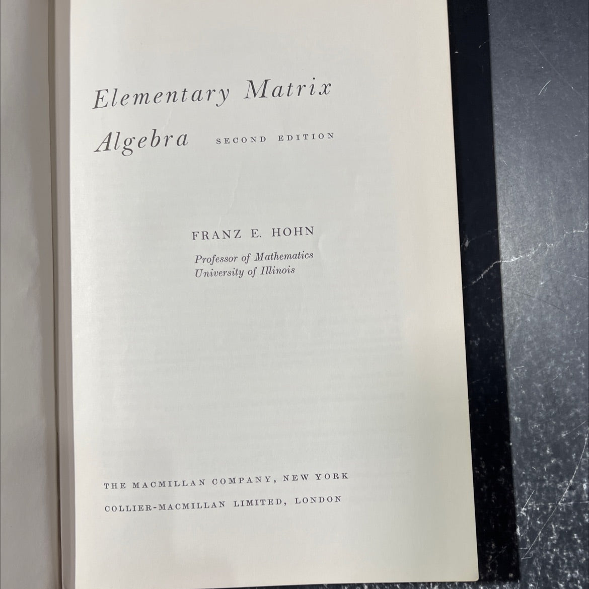 elementary matrix algebra book, by franz e. hohn, 1964 Hardcover image 2