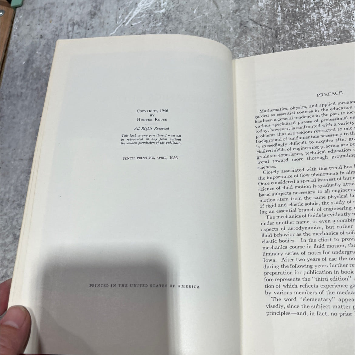 elementary mechanics of fluids book, by hunter rouse, 1956 Hardcover image 3