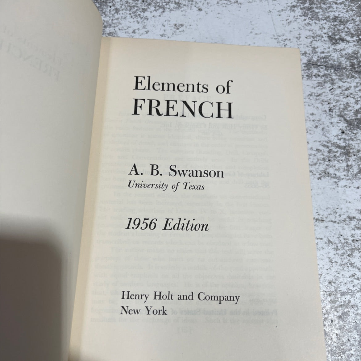 elements of french book, by a. b. swanson, 1956 Hardcover image 2