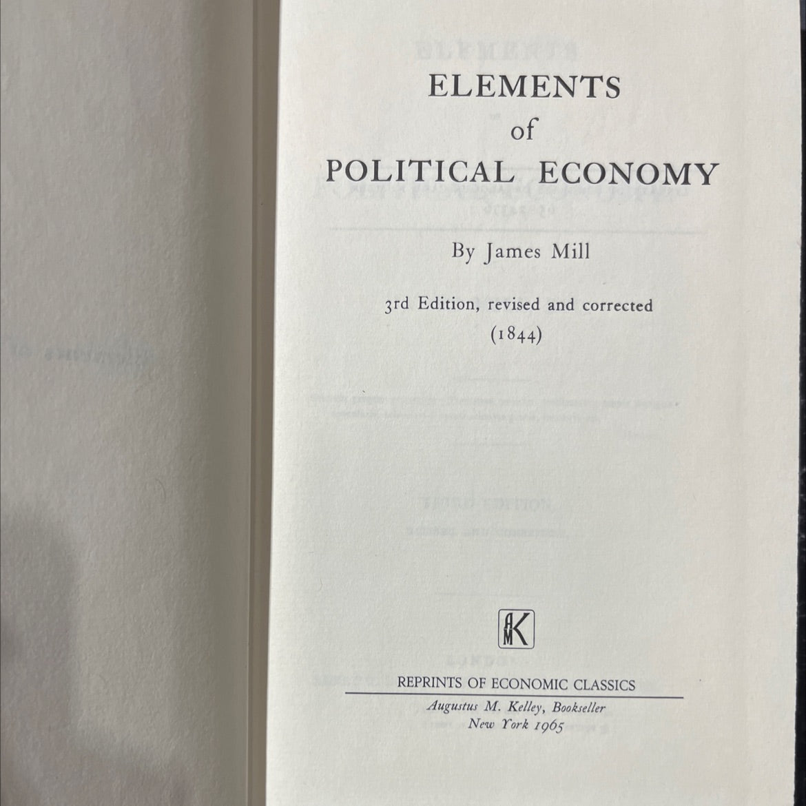 elements of political economy book, by james mill, 1844 Hardcover image 2
