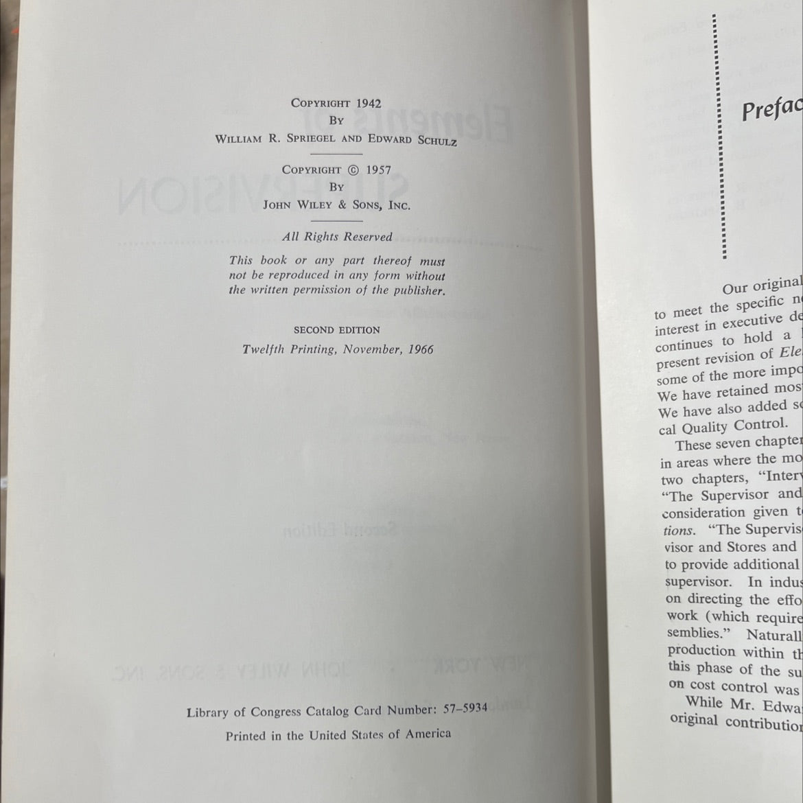 elements of supervision book, by william r. spriegel and edward schulz, 1966 Hardcover image 3