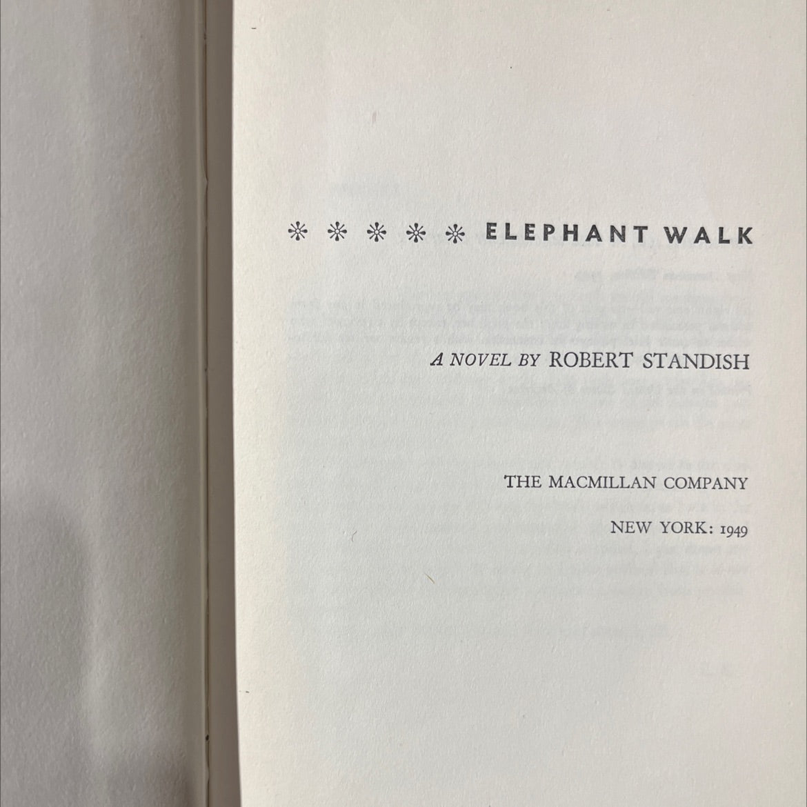 elephant walk book, by robert standish, 1949 Hardcover image 2