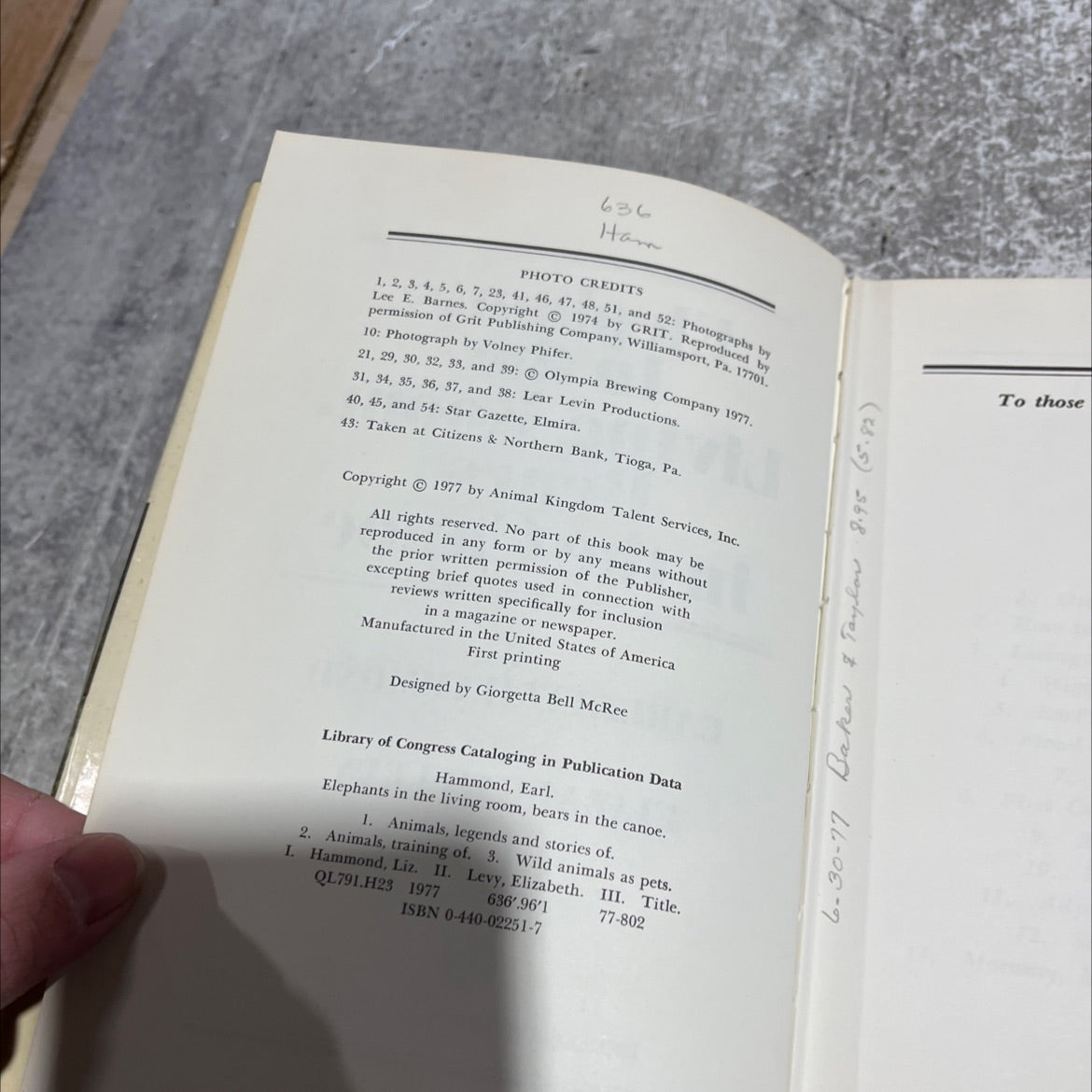 elephants in the living room, bears in the canoe book, by Earl & Liz Hammond, 1977 Hardcover image 3