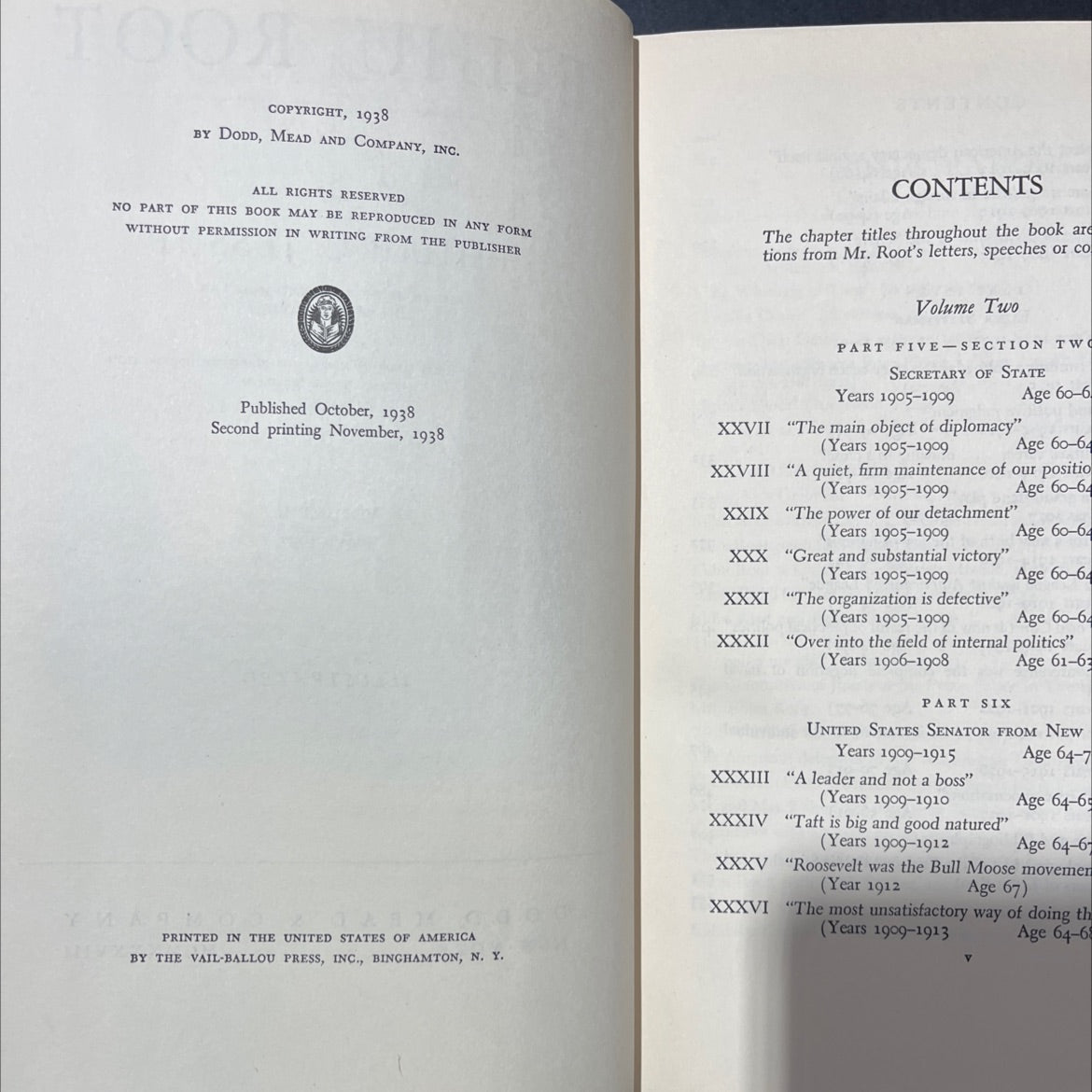 elihu root book, by philip c. jessup, 1938 Hardcover image 3