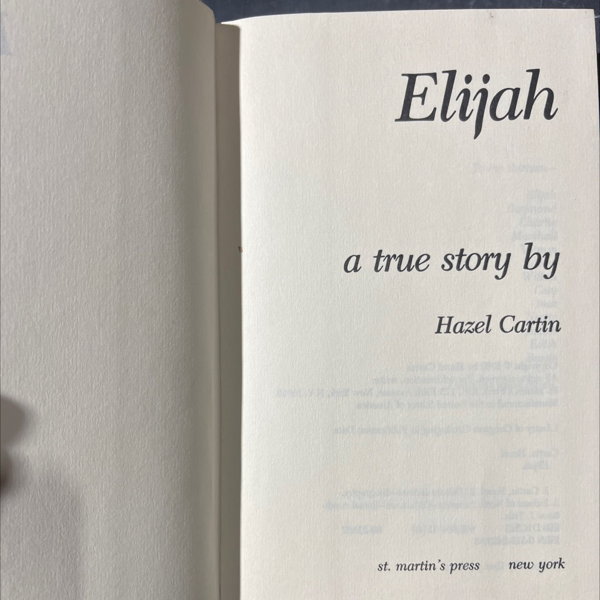 elijah a true story book, by Hazel Cartin, 1980 Hardcover image 2
