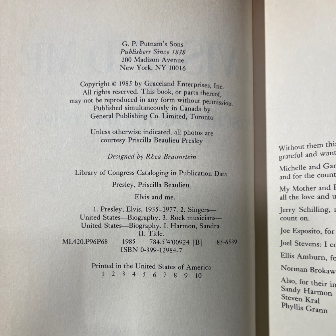 elvis and me book, by priscilla beaulieu presley with sandra harmon, 1985 Hardcover image 3