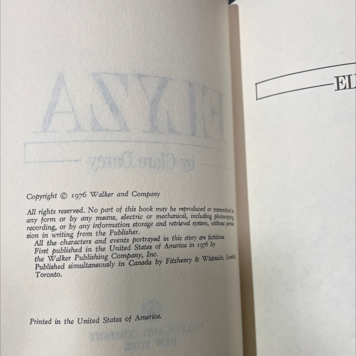 elyza book, by Clare Darcy, 1976 Hardcover image 3
